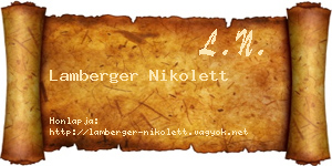 Lamberger Nikolett névjegykártya